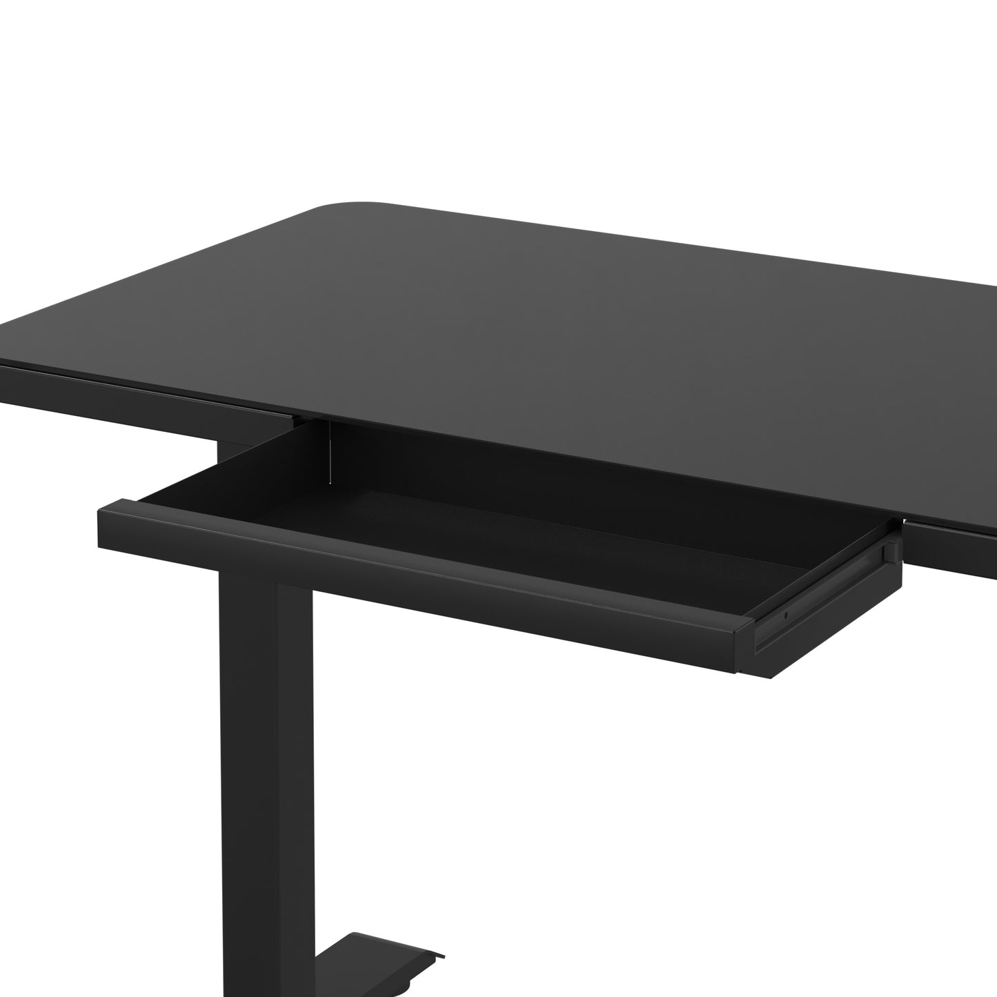 Home – Compact Smart Sit-Stand Desk with Glass Top & Integrated Drawer